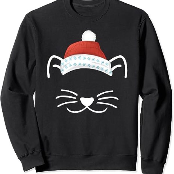 🐱Purr-fect Winter Warmth: The Cat Face Whisker Sweatshirt for Feline Fanatics❄️