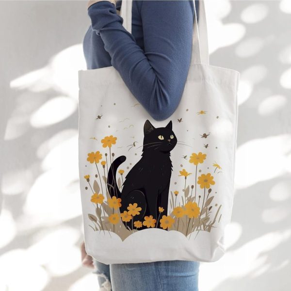 KoovDem Cute Cat Canvas Tote Bag: The Ultimate Shopping Companion for Cat Lovers