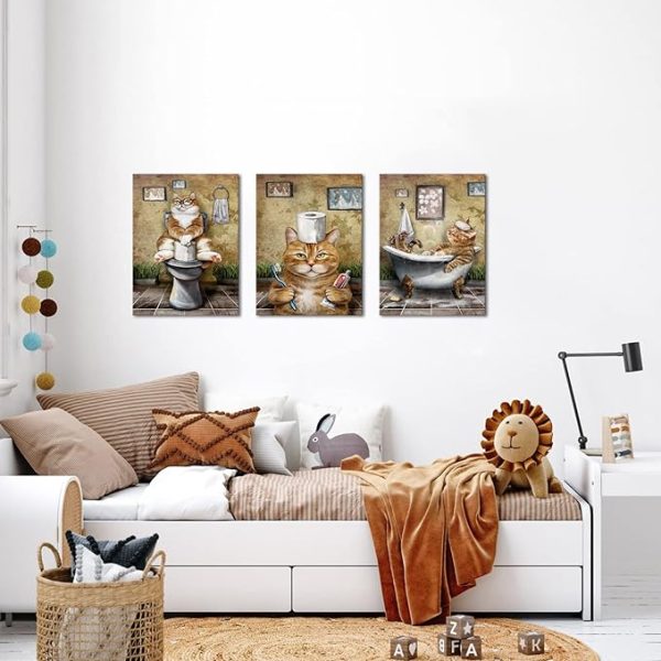 Funny Cat Antics Wall Art | Modern KiteChaser Canvas Decor