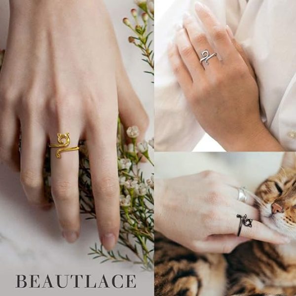 Adorable Beautlace Cute Cat Adjustable Ring