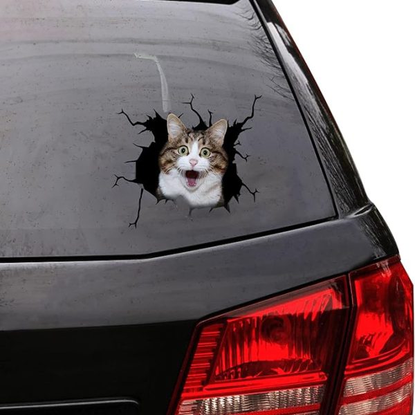 Funny Cats & Merry Christmas Crack Stickers: Cute, Durable Decals for All Surfaces